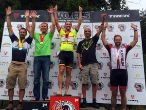 Gniot on the top step of the men's 45-49 Sport podium at the Refo Ramble.